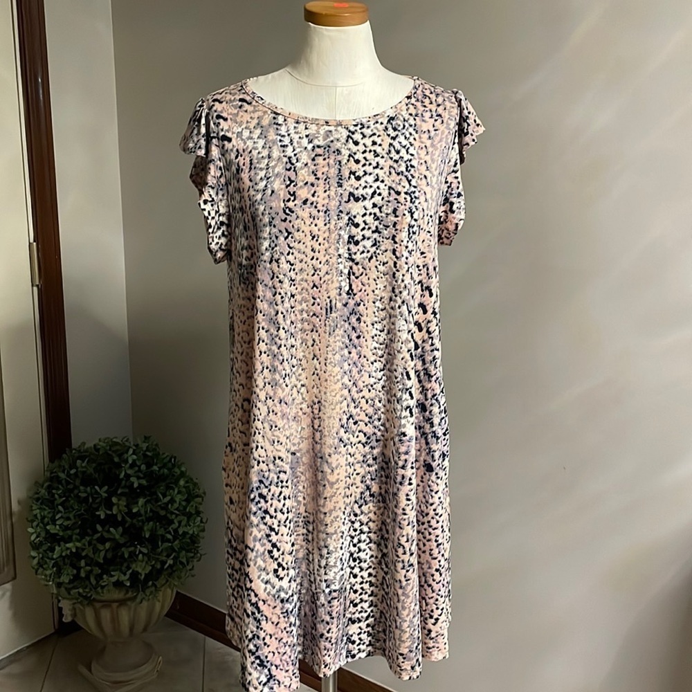 NINEXIS RUFFLE CAP SLEEVE SWING PJ feel fabric COMFORTABLE DRESS
